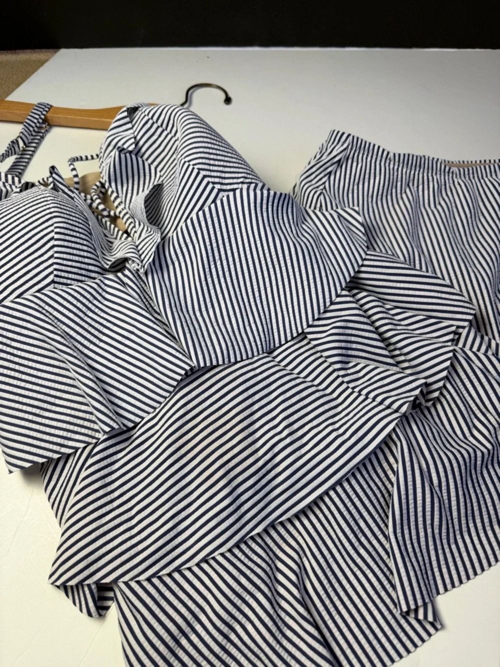 Swim by Cacique Striped Navy & White Two-Piece Skirt Set - Picture 4 of 14